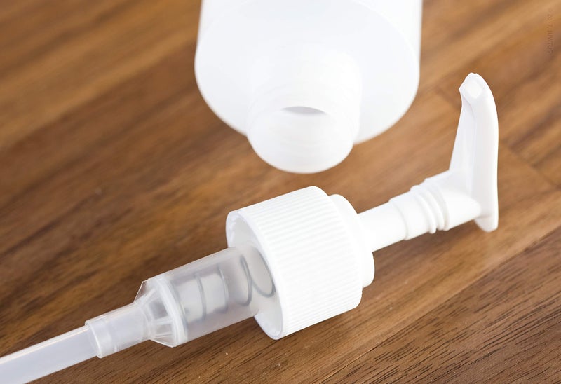 JUVITUS Clear Natural Large Refillable Plastic Squeeze Bottle with White Lotion Pump Dispenser 8 oz - (12 Pack) - Image 2